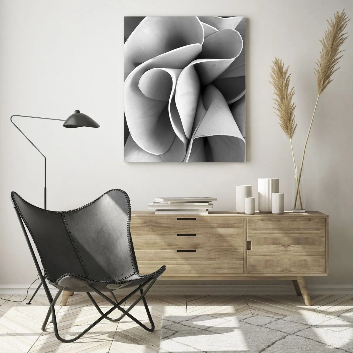 Glastavla - Bild på glas - Det händer i rummet - 50x70 cm