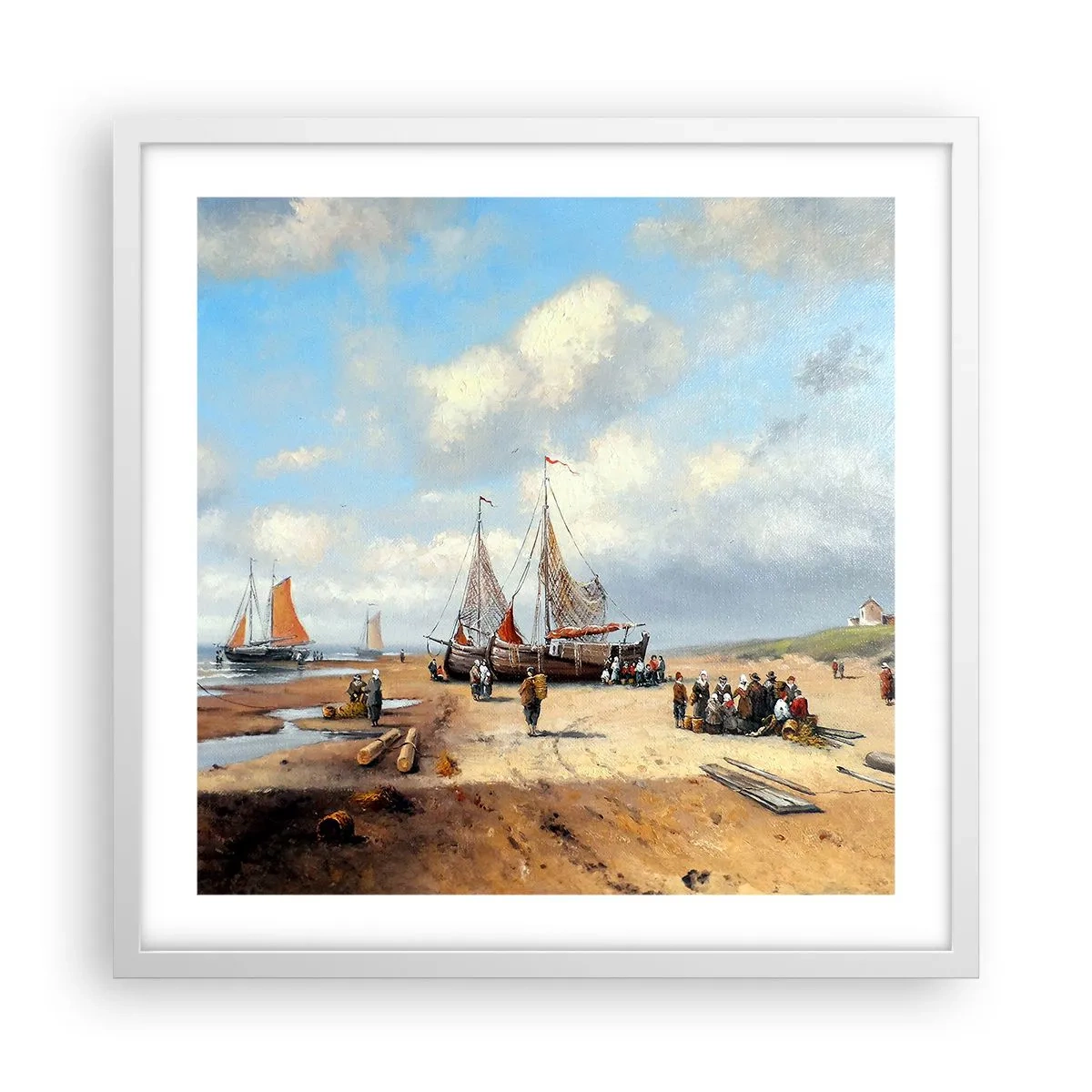 Affisch i vit ram - Efter en lyckad fångst - 50x50 cm