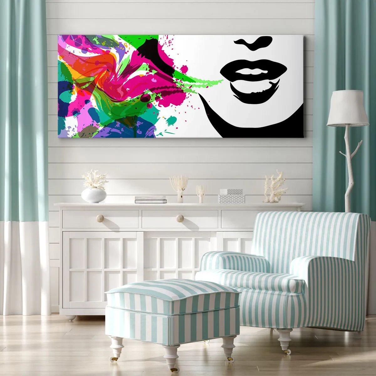 Canvastavla - Bild på duk - Berättelse i regnbågens färger - 140x50 cm