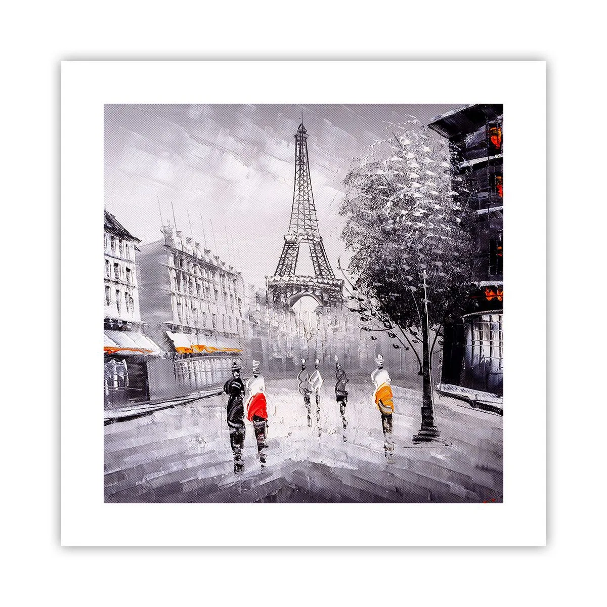 Affisch - Promenad i Paris - 40x40 cm