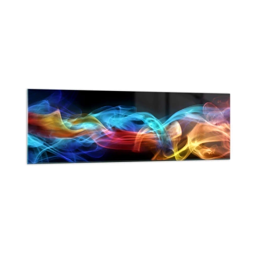 Glastavla - Bild på glas - Dimmas regnbågsdans - 160x50 cm