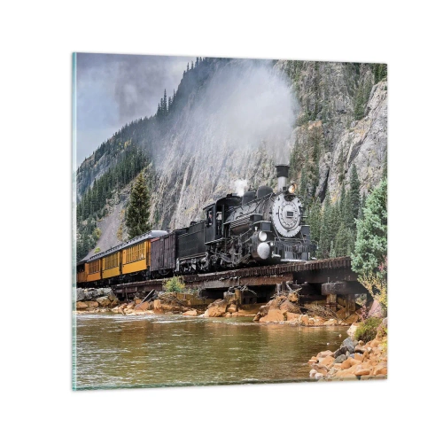 Glastavla - Bild på glas - Vart ska du? Vart? - 70x70 cm