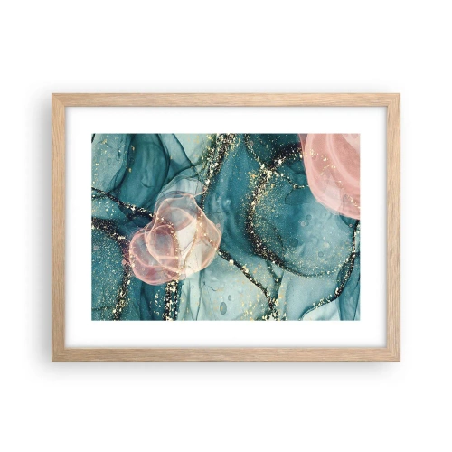 Affisch i ram av ljusek - Sidenblå, tyllrosa - 40x30 cm