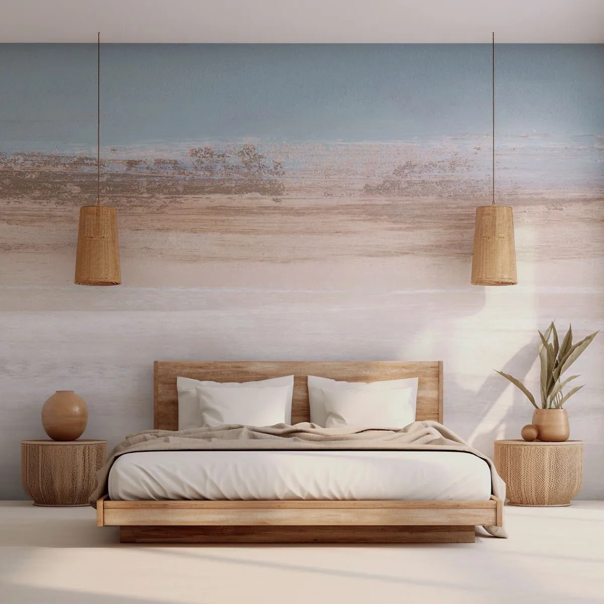 Fototapet Standard Eco - Tvetydigt landskap - Bit, Ljus, Minimalism - 400x280 cm