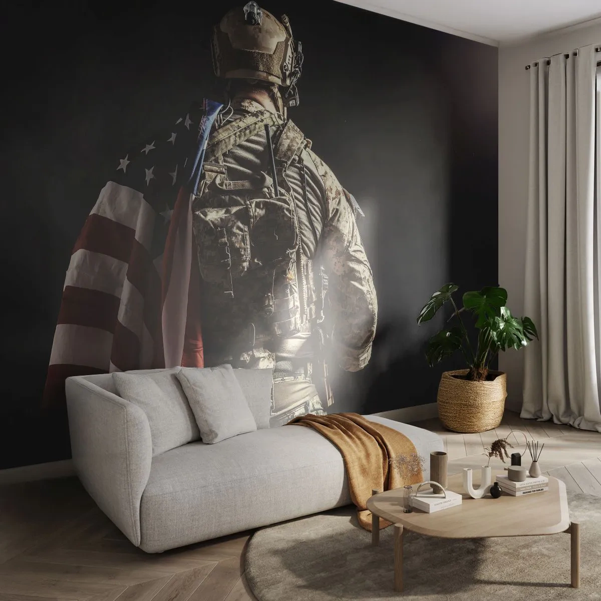 Självhäftande Fototapet Deluxe Sticker - Just därför - Soldat, Amerikanska flaggan, Kommando - 250x175 cm