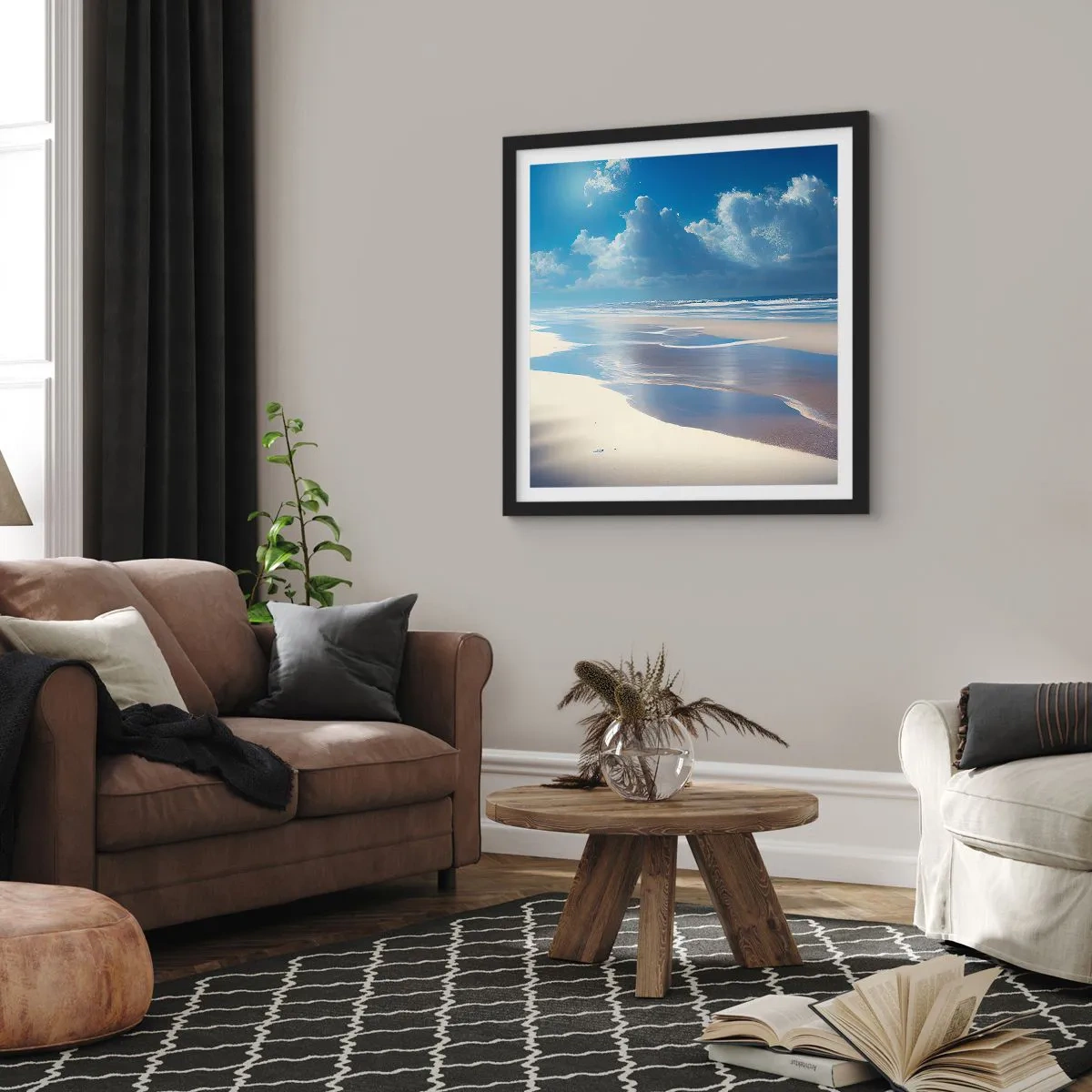 Affisch i svart ram - Semester i paradiset - 40x40 cm