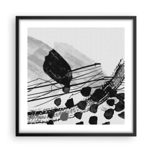 Affisch i svart ram - Svartvit organisk abstraktion - 50x50 cm