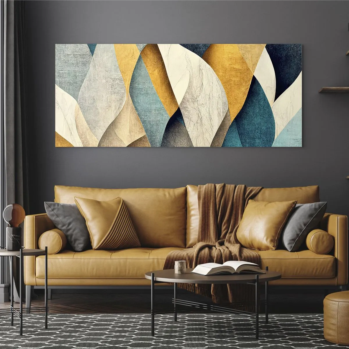 Glastavla - Bild på glas - Rytm och vågrörelse - 140x50 cm