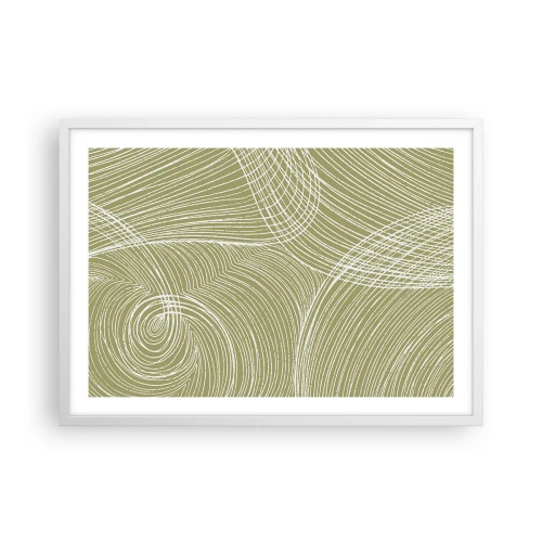 Affisch i vit ram - Intrikat abstraktion i vitt - 70x50 cm