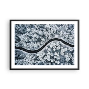 Affisch i svart ram - Genom vinterskogen - 70x50 cm