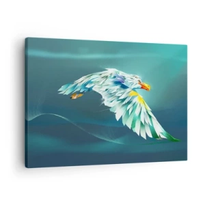Canvastavla - Bild på duk - Abstrakt örn i flykt mot en turkos himmel - 70x50cm - Flyg som en örn - Modern väggdekoration för vardagsrum och sovrum ARTTOR