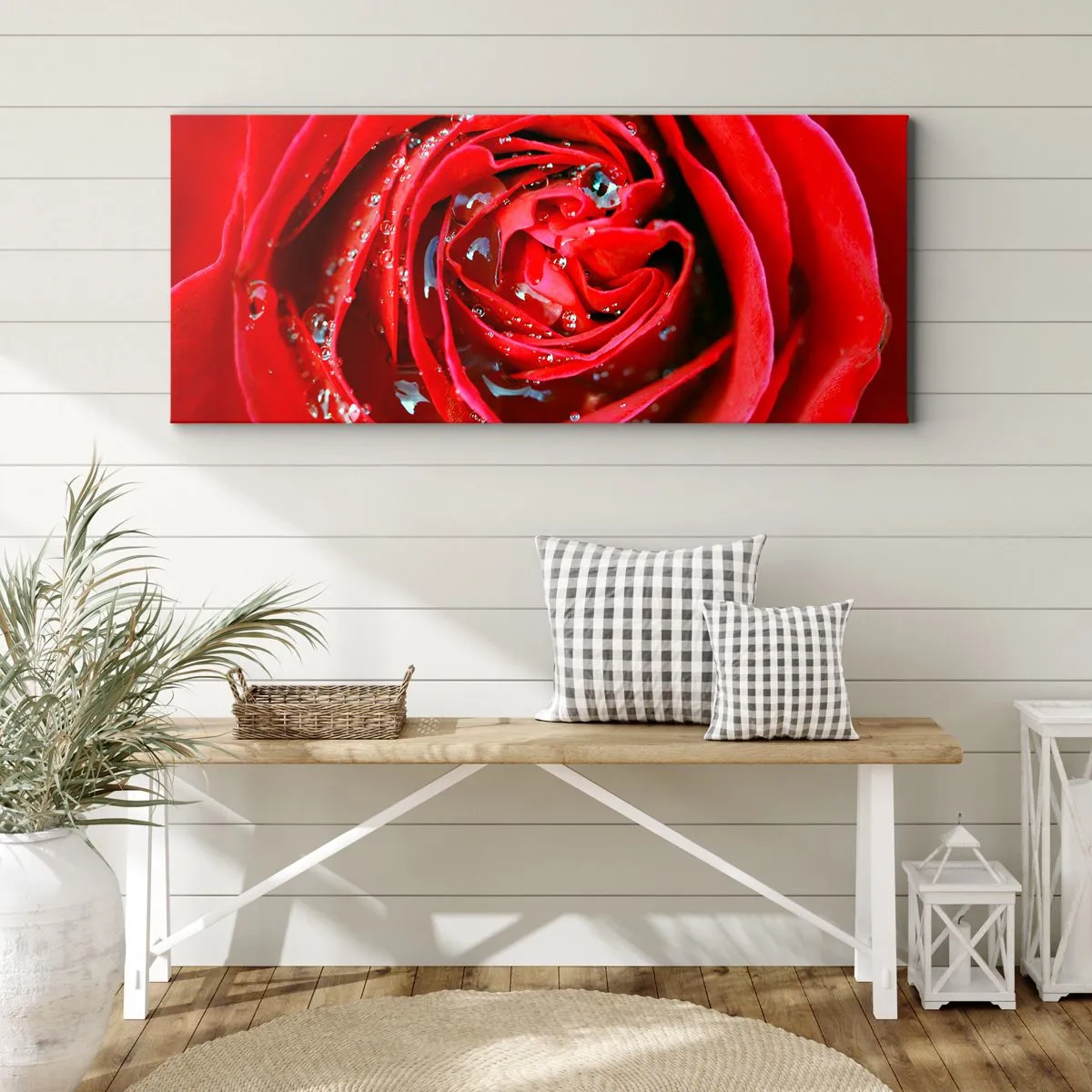 Canvastavla - Bild på duk - Daggdroppar - 100x40 cm