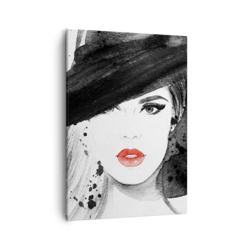 Canvastavla - Bild på duk - En dam i svart - 50x70 cm