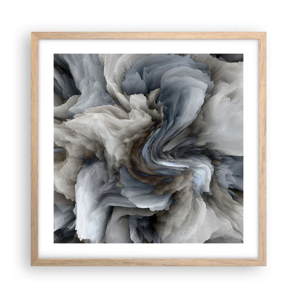 Affisch i ram av ljusek - Sten och blomma - 50x50 cm