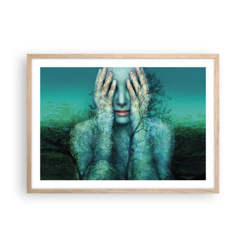 Affisch i ram av ljusek - Doppad i blått - 70x50 cm