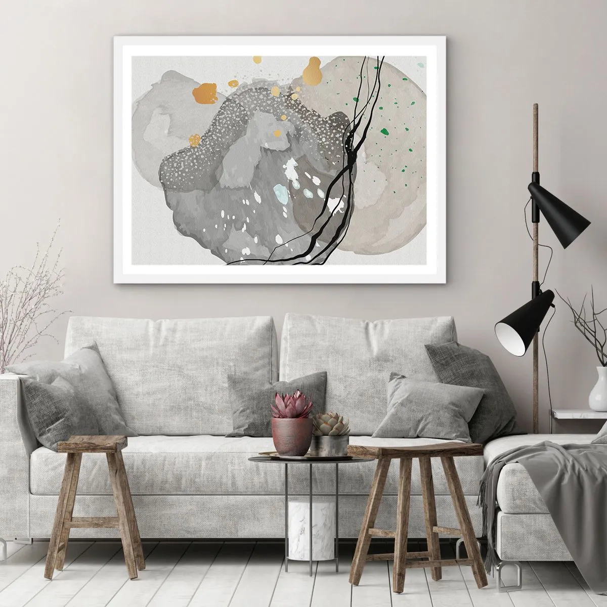 Affisch i vit ram - Organisk komposition - 91x61 cm