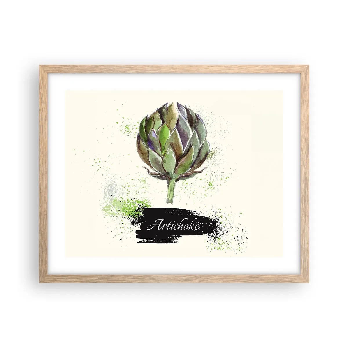 Affisch i ram av ljusek - Eviva grönsaker! - 50x40 cm