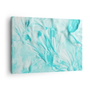 Canvastavla - Bild på duk - Ett abstrakt motiv i pastellfärger av blått och vitt. - 70x50cm - Alltid tillsammans - Modern väggdekoration för vardagsrum och sovrum ARTTOR