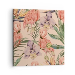 Canvastavla - Bild på duk - Rosa balett i blommor - 70x70 cm