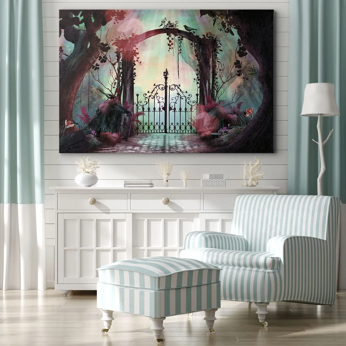 Canvastavla - Bild på duk - Hemlighetsfull trädgård - 100x70 cm