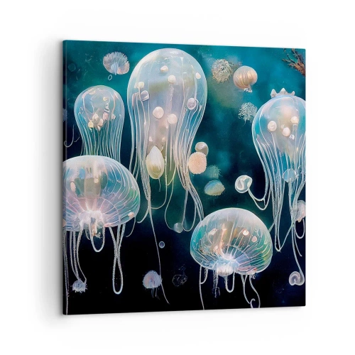 Canvastavla - Bild på duk - Undervattenbal - 50x50 cm