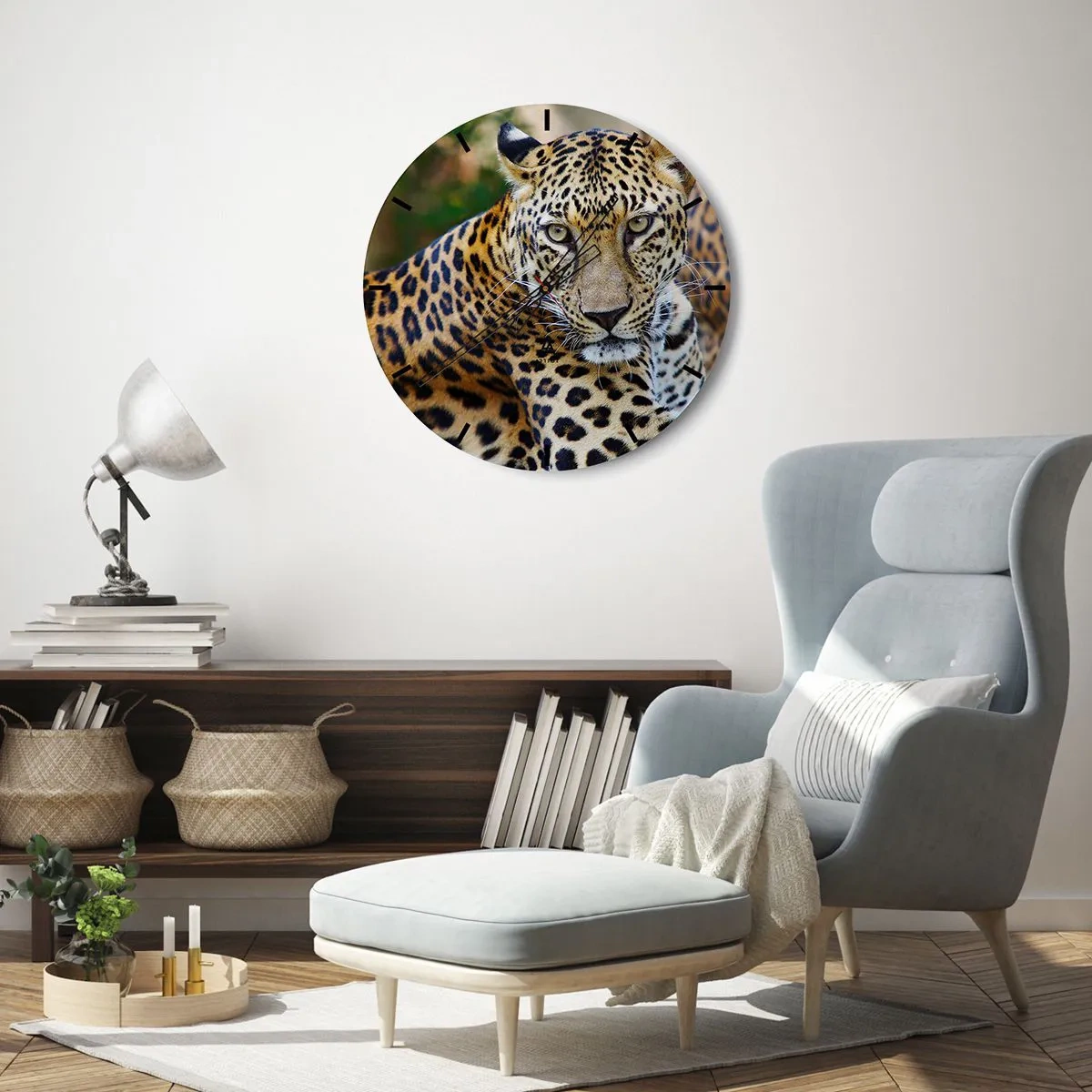 Väggklocka - Klocka på glas - Vild och lugn - 30x30 cm