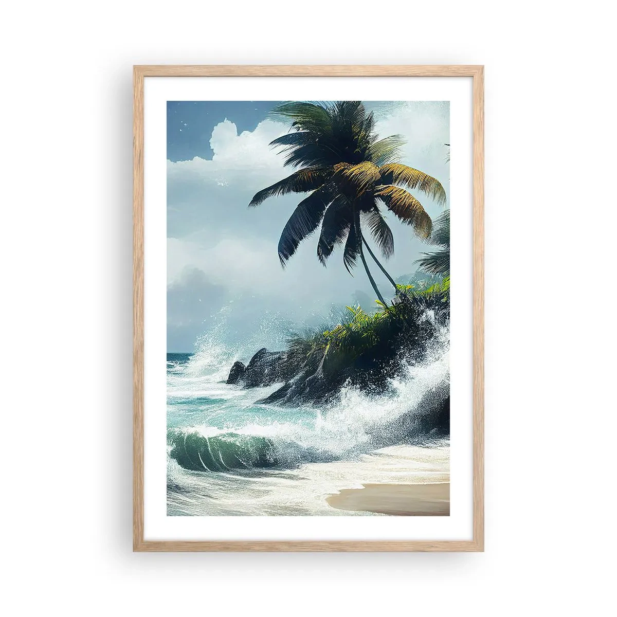 Affisch i ram av ljusek - På en tropisk strand - 50x70 cm