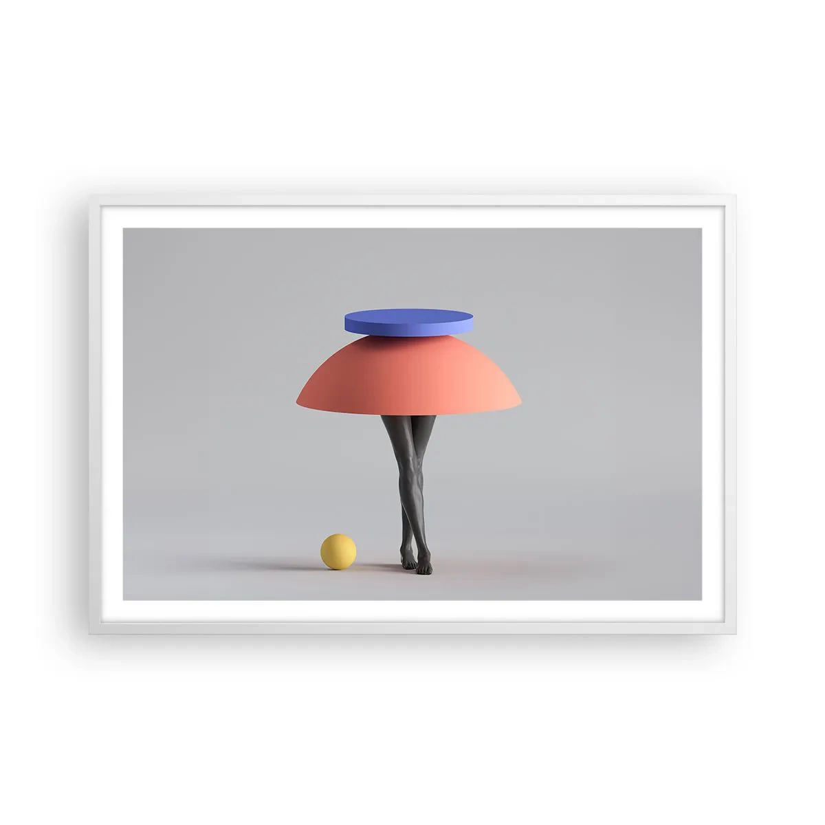 Affisch i vit ram - Surrealistisk komposition - 91x61 cm