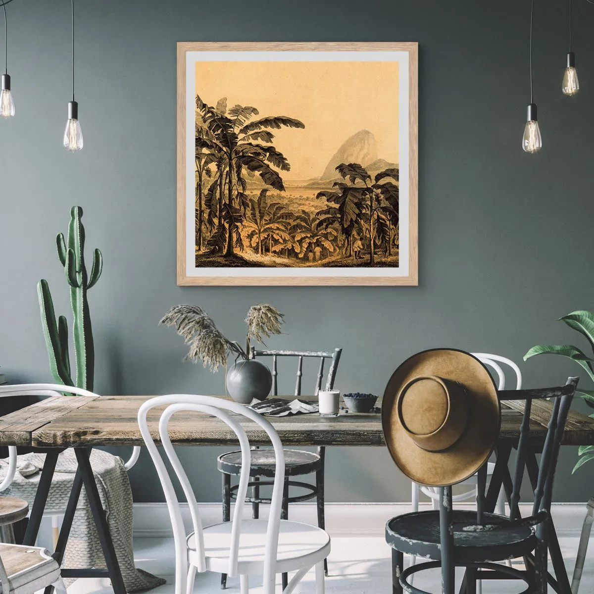 Affisch i ram av ljusek - I kolonial stämning - 30x30 cm