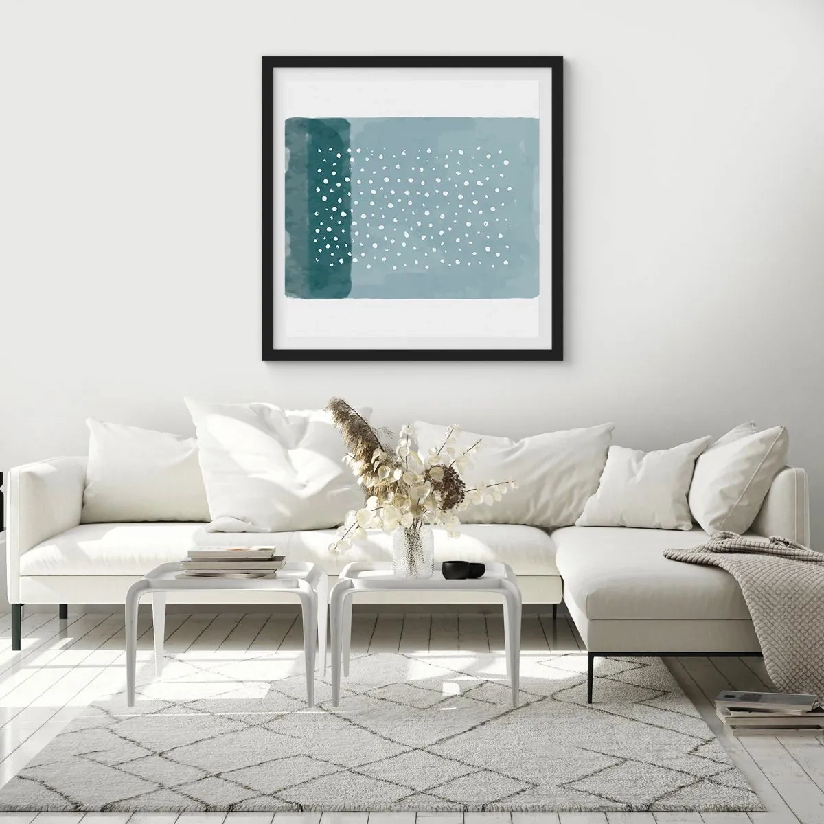 Affisch i svart ram - Uppstådda ur det blåa - 40x40 cm