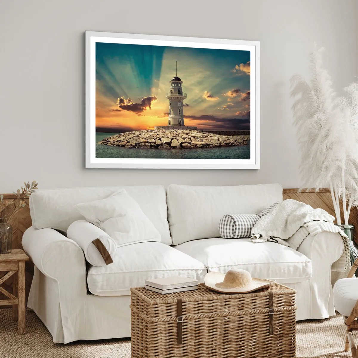 Affisch i vit ram - Ljus - Godhet - Skönhet - 100x70 cm