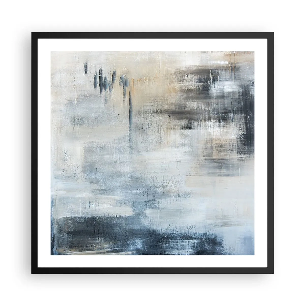 Affisch i svart ram - Bakom en blå slöja - 60x60 cm