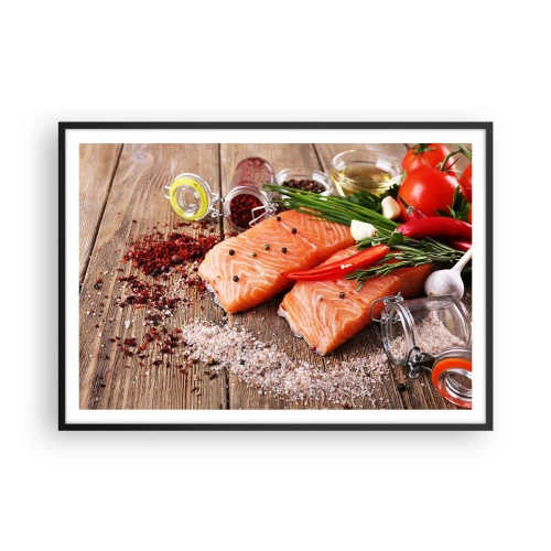 Affisch i svart ram - Norskt äventyr i köket - 100x70 cm