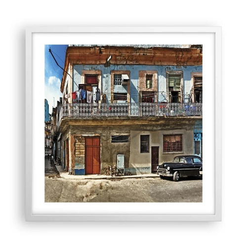 Affisch i vit ram - Havana stämning - 50x50 cm