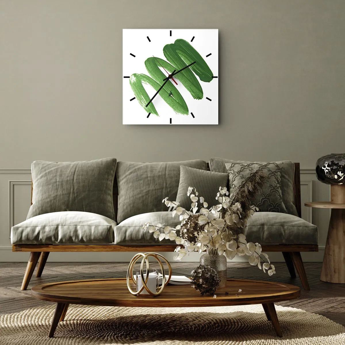 Väggklocka - Klocka på glas - Ett grönt skämt - 30x30 cm