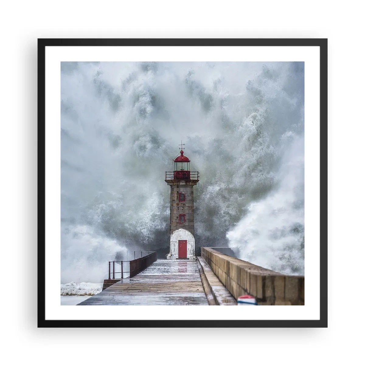 Affisch i svart ram - Vattnets vrål, vindens skrik  - 60x60 cm