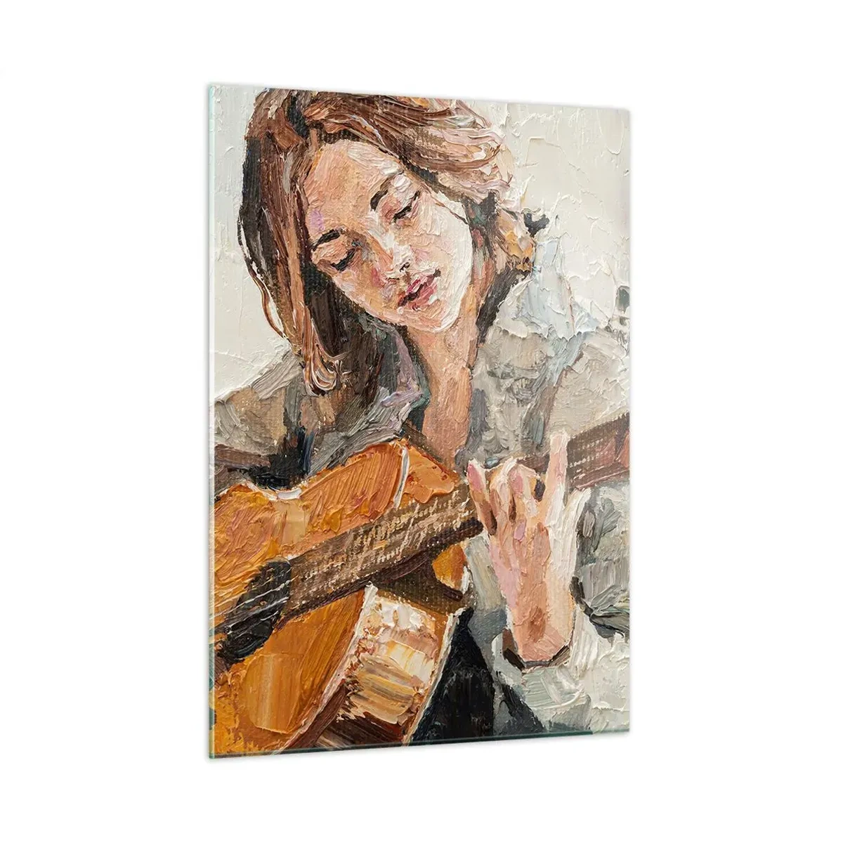 Glastavla - Bild på glas - Konsert för gitarr och en flickas hjärta - 50x70 cm