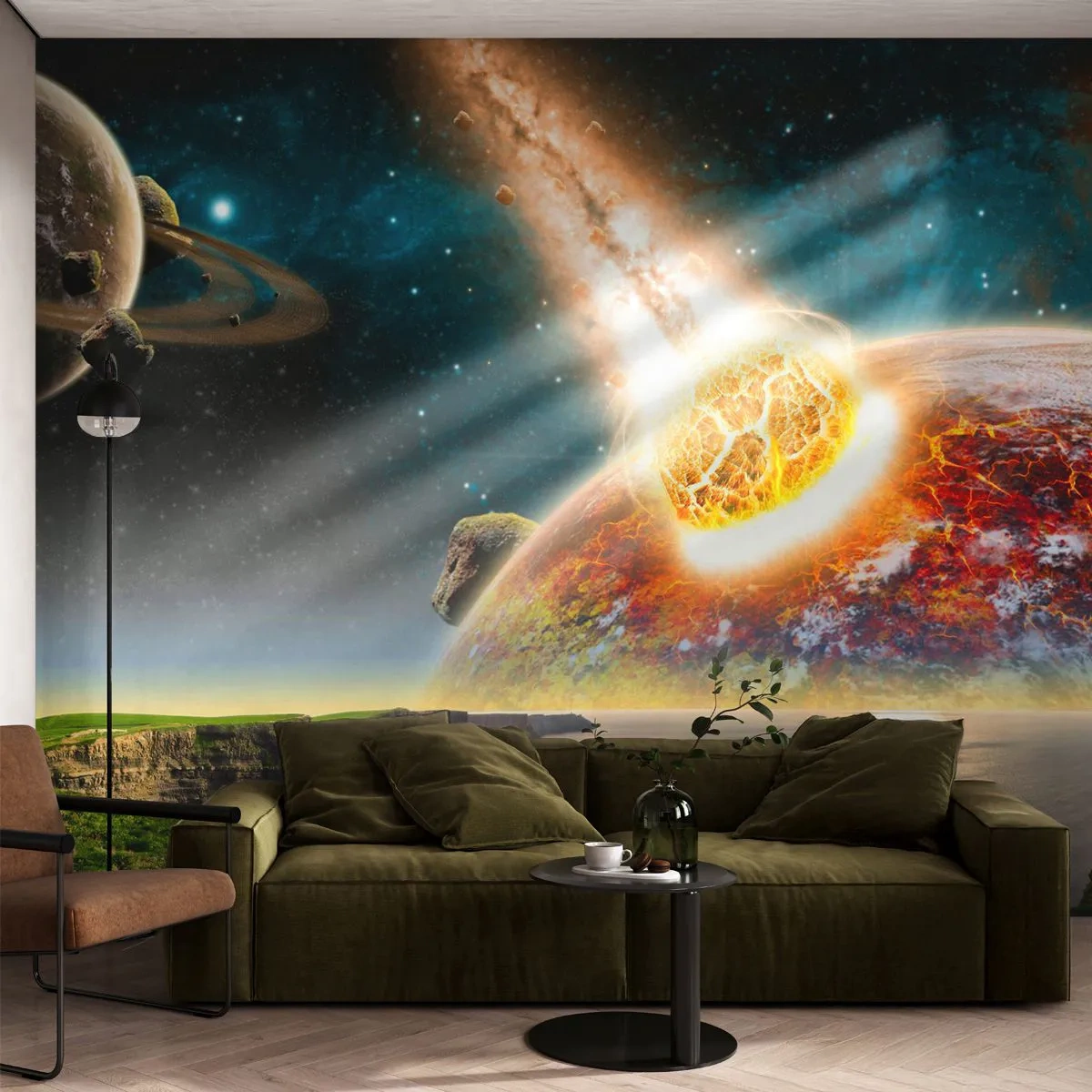 Fototapet Premium Canvas - Rymddrama - Abstraktion, Landskap, Kosmos - 250x175 cm