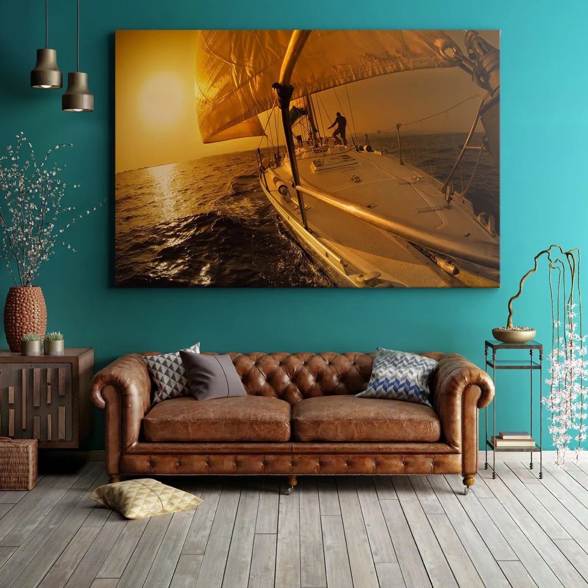 Canvastavla - Bild på duk - Gyllene kväll efter en färgrik dag - 100x70 cm