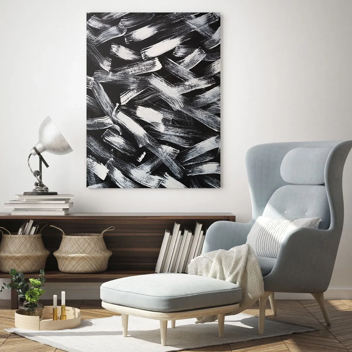 Glastavla - Bild på glas - Abstraktion i industriell anda - 50x70 cm