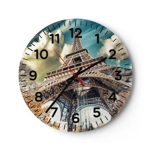 Väggklocka - Klocka på glas - Och på hösten i Paris... - 30x30 cm