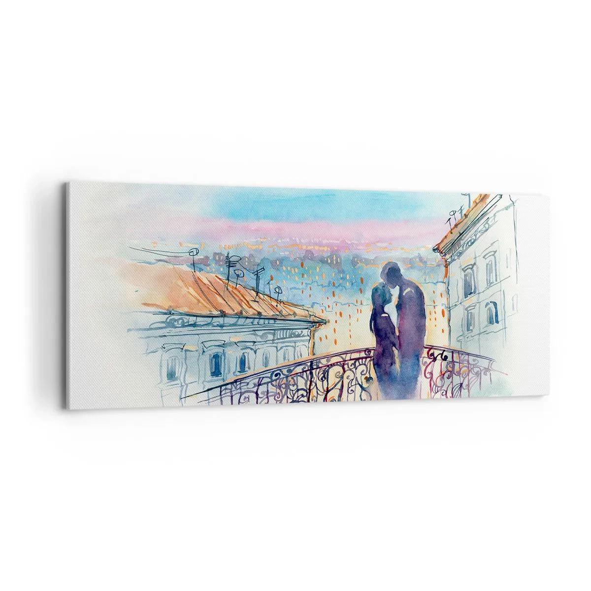 Canvastavla - Bild på duk - Älskare i Paris - 100x40 cm