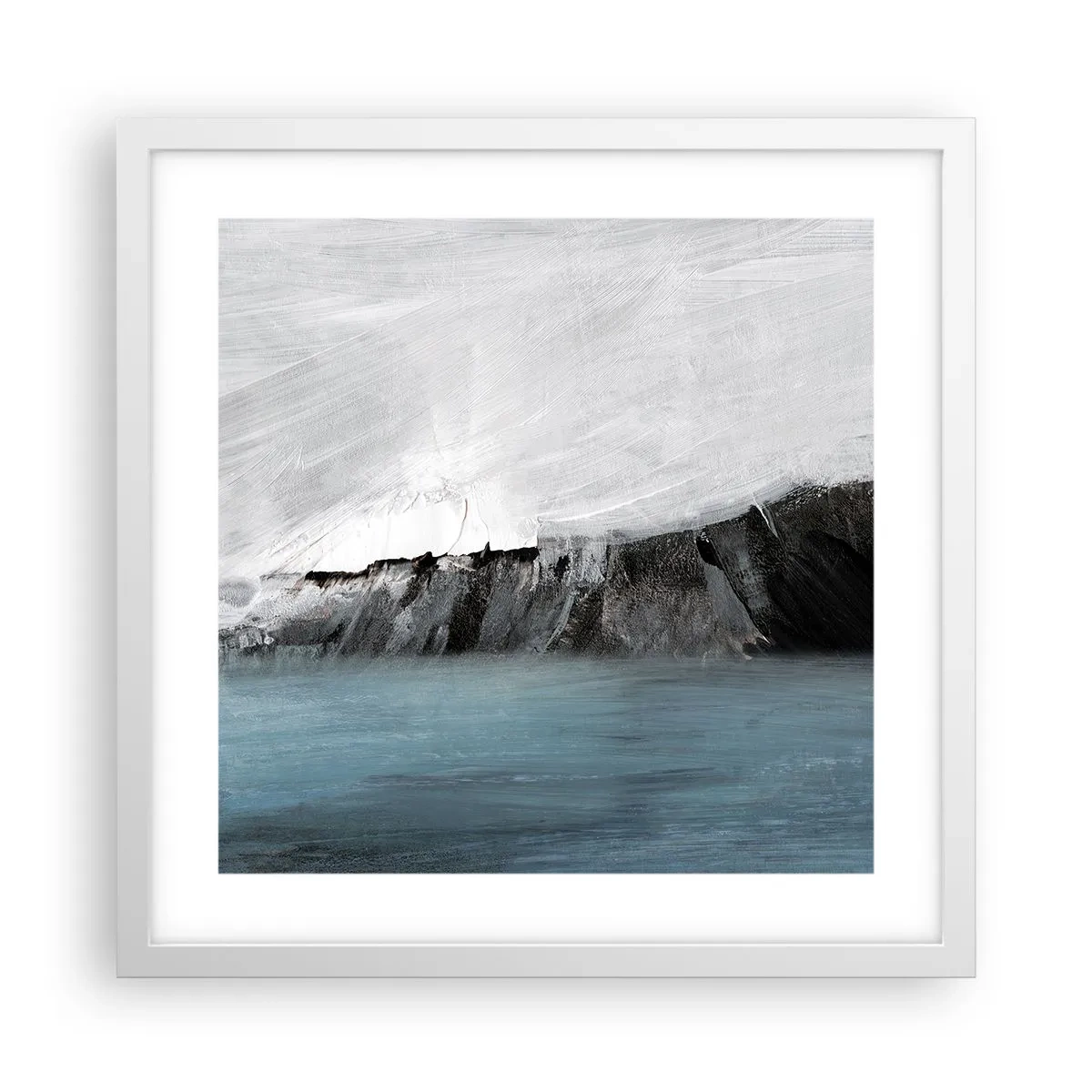 Affisch i vit ram - Vatten - jord: en krock mellan elementen - 40x40 cm