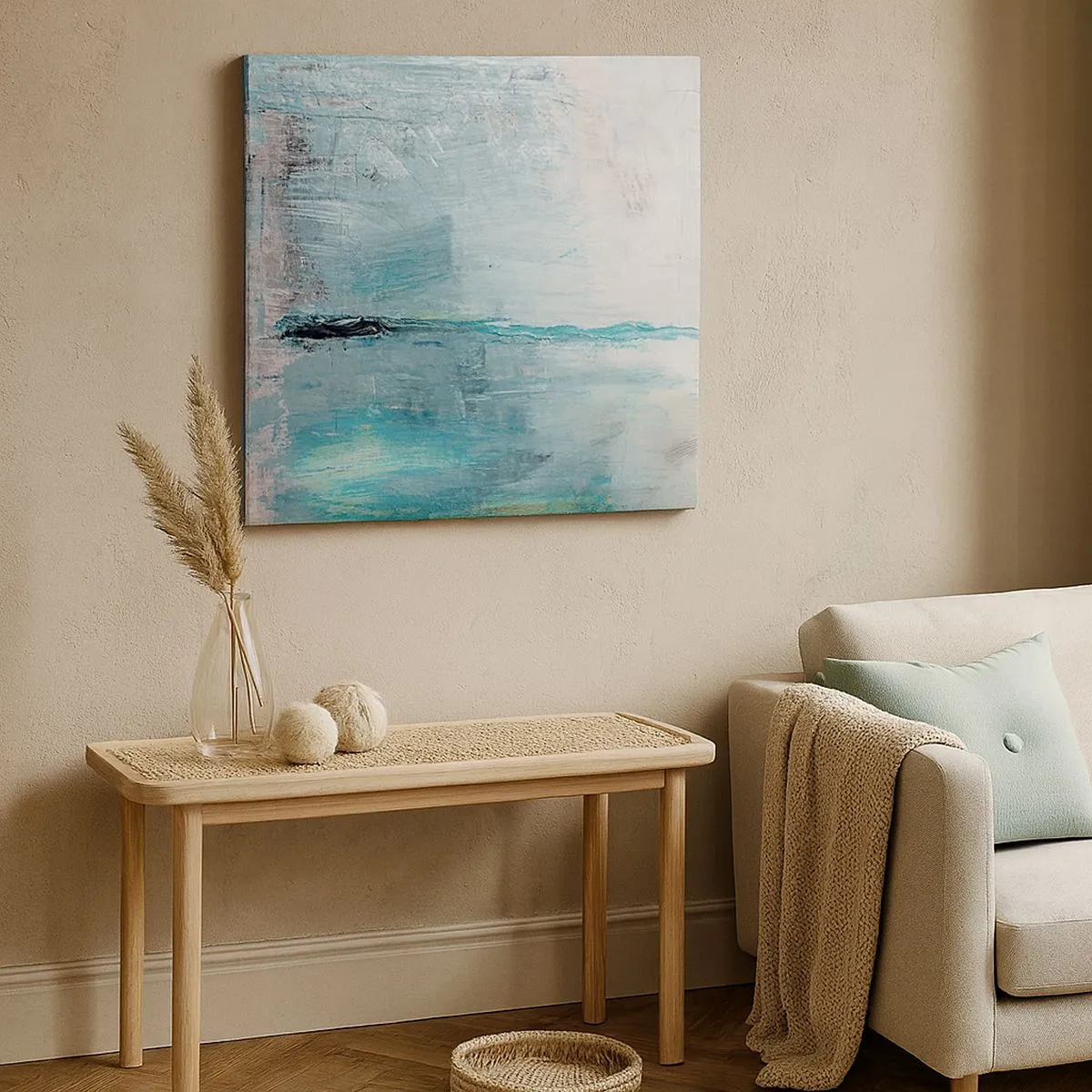 Canvastavla - Bild på duk - Horisontellt i blått - 30x30 cm