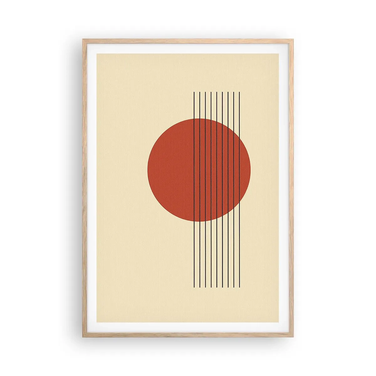 Affisch i ram av ljusek - Cirkel och linjer - 70x100 cm
