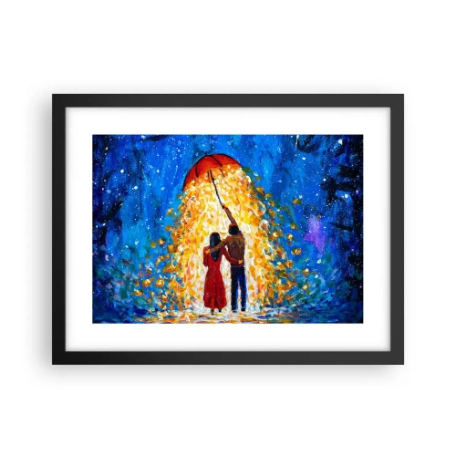 Affisch i svart ram - Magi på en regnig kväll? - 40x30 cm