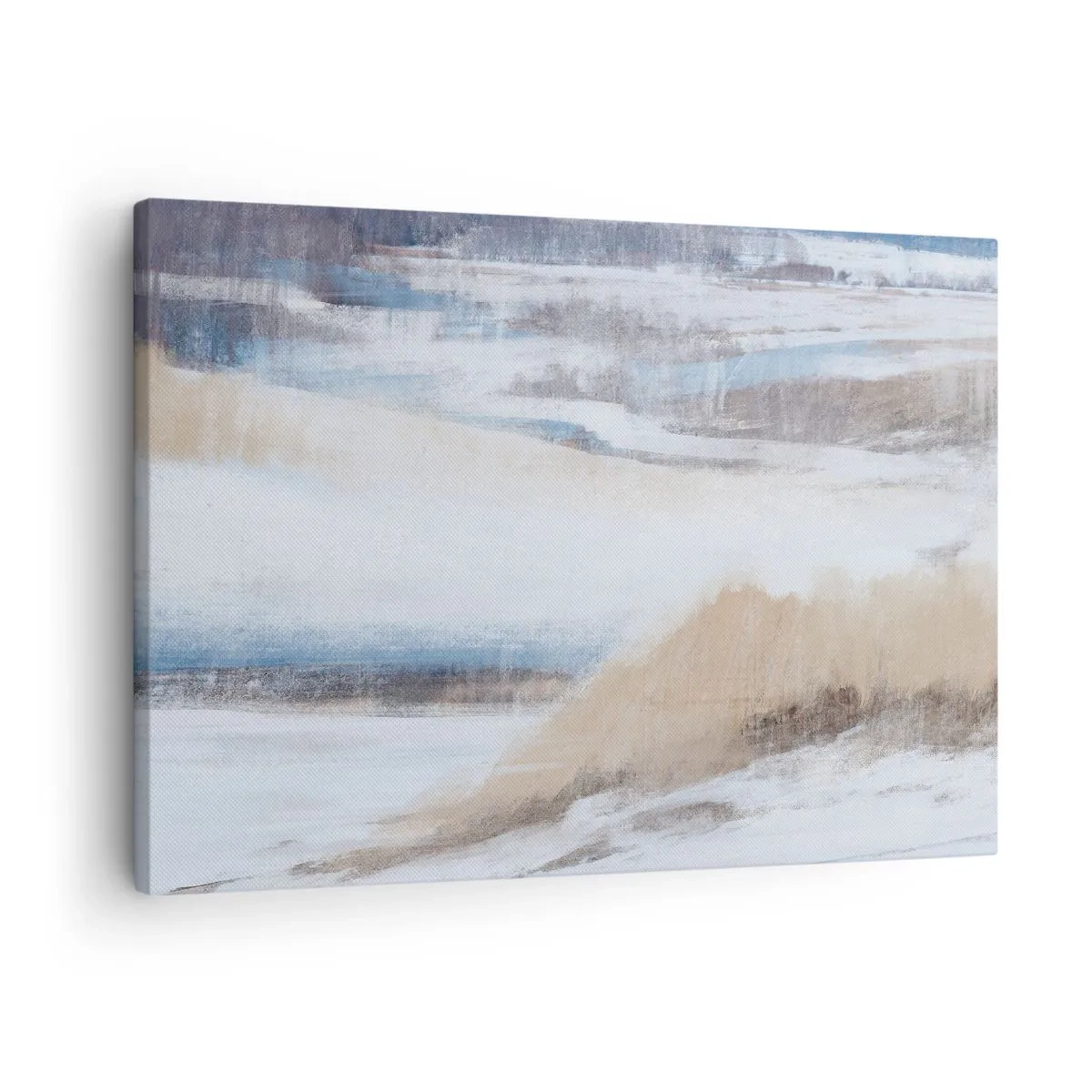 Canvastavla - Bild på duk - Abstrakt vinterlandskap i nyanser av vitt och blått - 70x50cm - Vinterkomposition - Modern väggdekoration för vardagsrum och sovrum ARTTOR