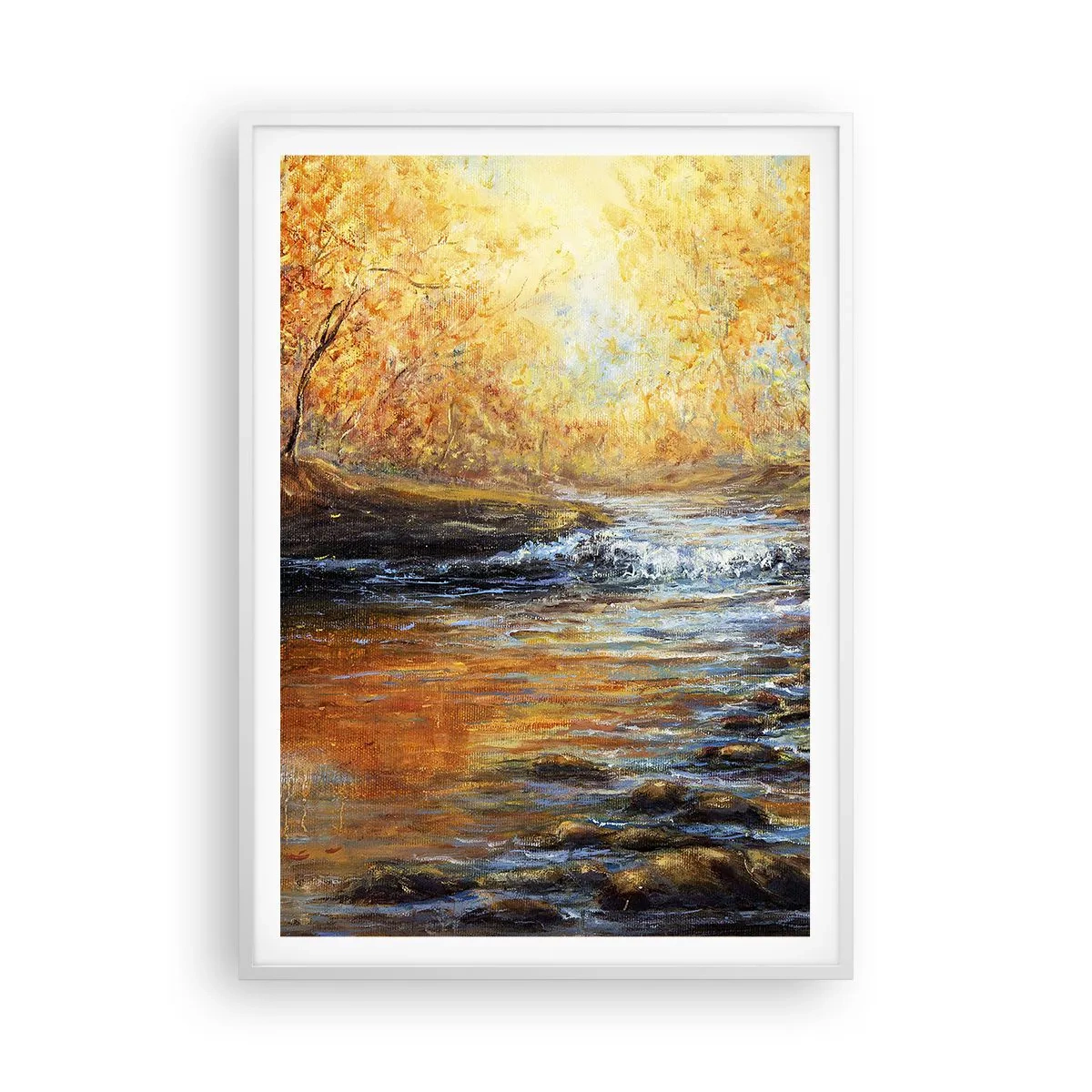 Affisch i vit ram - Gyllene bäck - 70x100 cm
