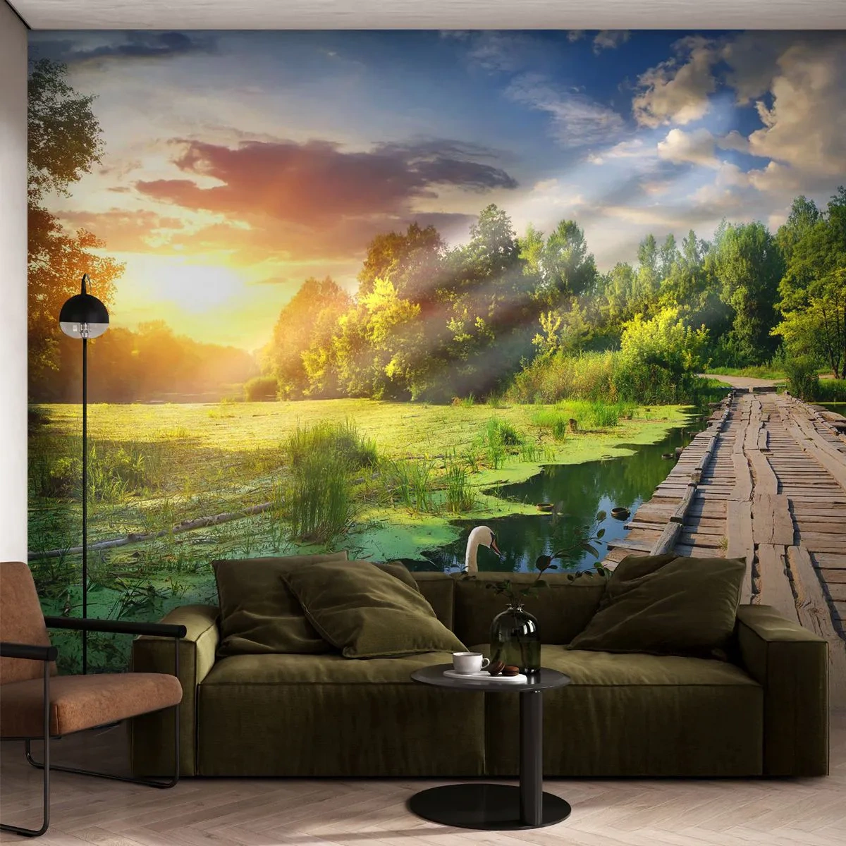 Fototapet Premium Sand - Sommar, sommar överallt - Landskap, Sjö, Skog - 100x70 cm