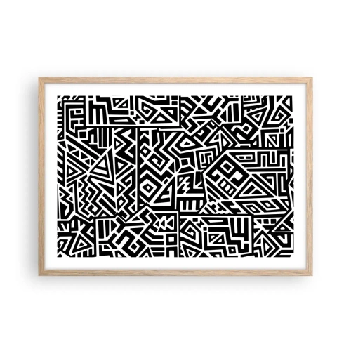 Affisch i ram av ljusek - Prekolumbisk komposition - 70x50 cm